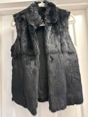 Women’s Black Rabbit Fur Vest Jacket